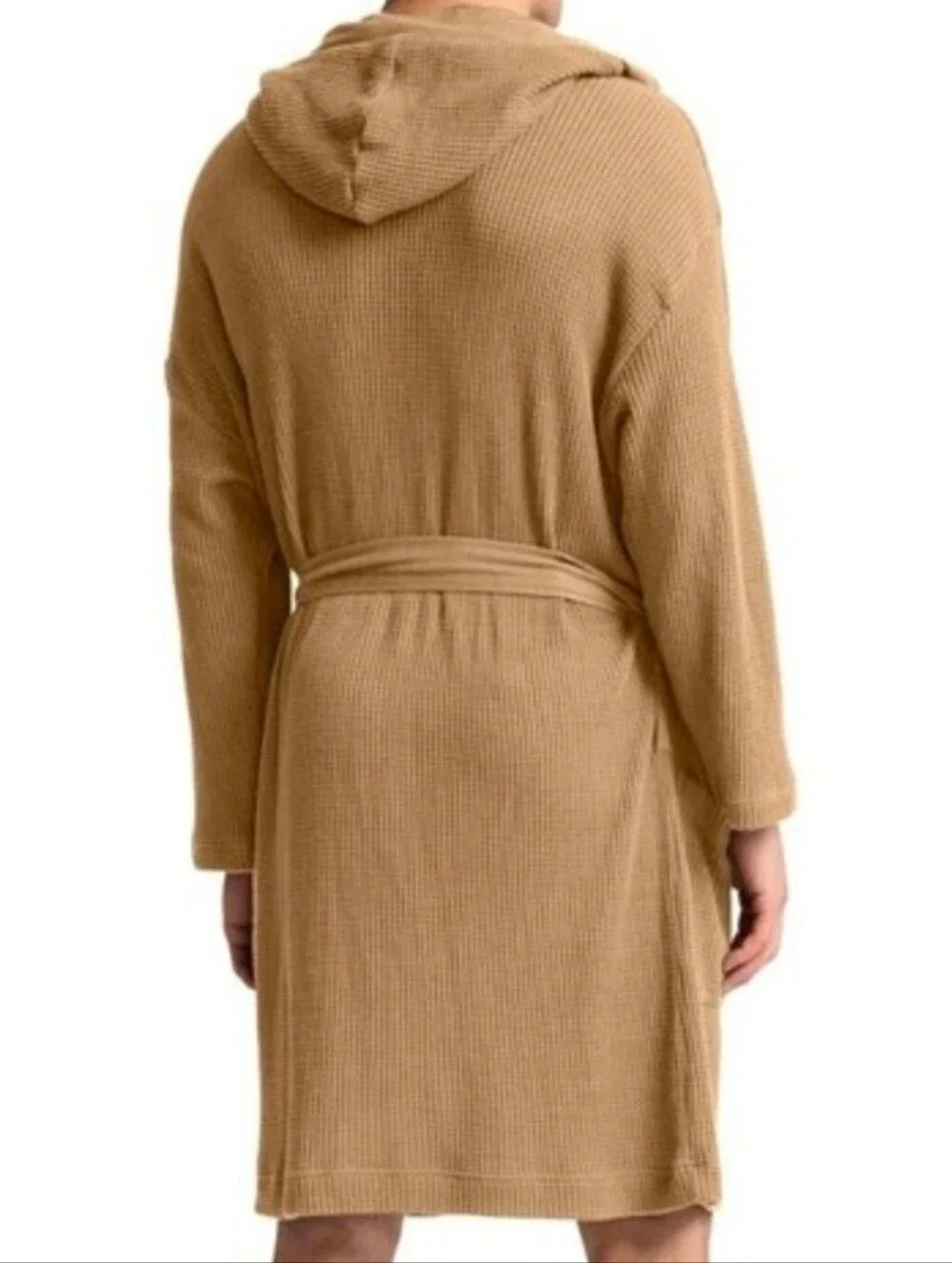 Polo by Ralph Lauren Men's Hooded Thermal Robe - Beige with Black Logo